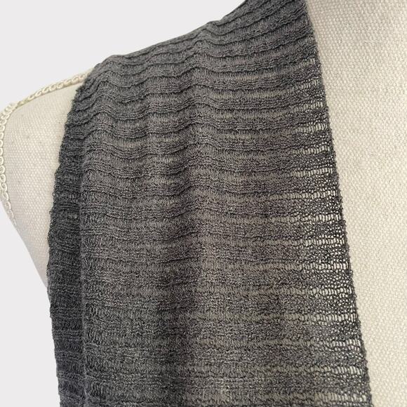 Eileen Fisher Open Front Cardigan Sleeveless Draped Size XS Knit Sheer Grey - Picture 3 of 7